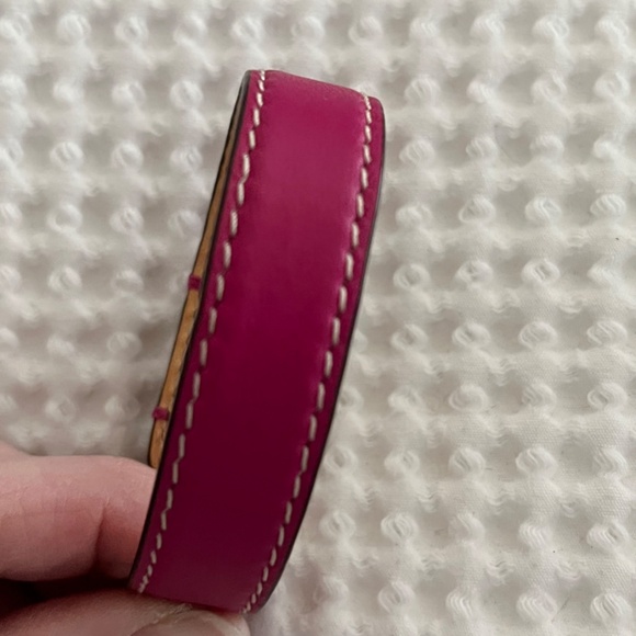 New Coach Leather Wrap Turnlock Bracelet Fuchsia/Magenta/Hot Pink - Picture 11 of 14